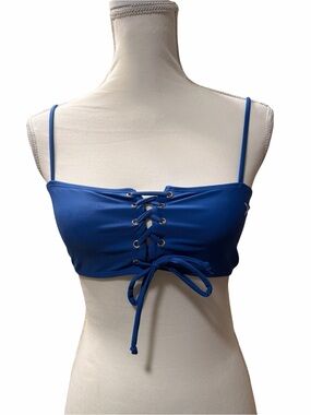 Boutine LA Royal Blue Lace-Up Bandeau Bikini Top